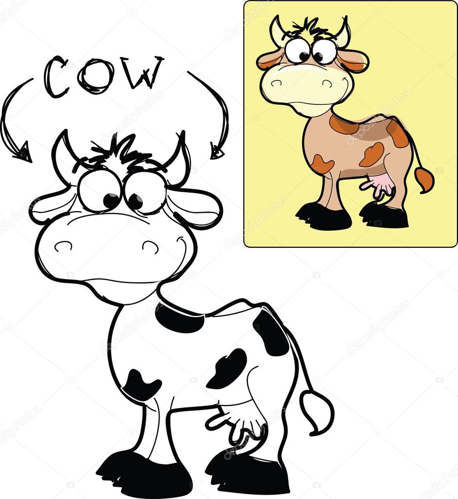 Cartoon coloring- cute cow