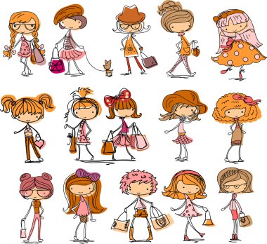 karikatür moda kızlar