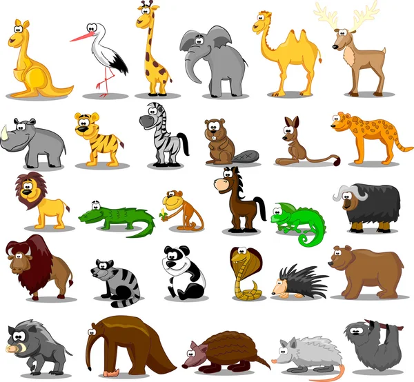 Conjunto de animales de dibujos animados lindo — Vector de stock