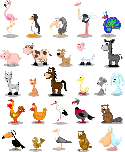 Conjunto de animales de dibujos animados lindo — Vector de stock