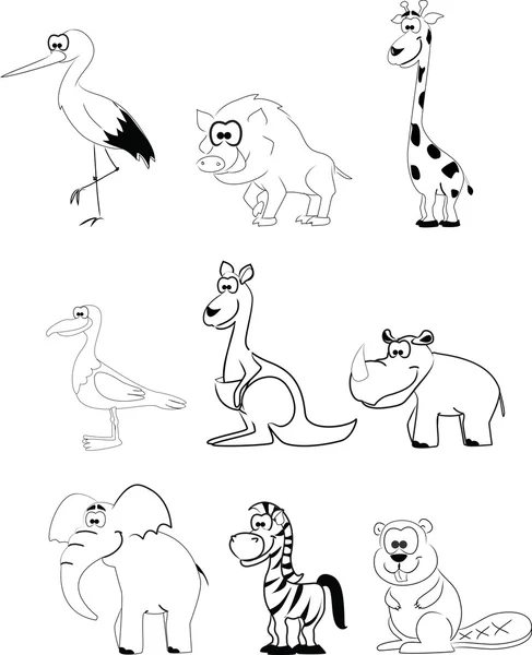 Set van tekenfilmdieren — Stockvector