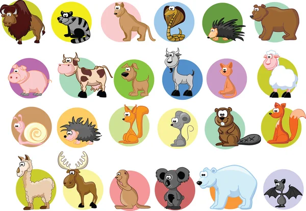 Juego de animales de dibujos animados — Vector de stock