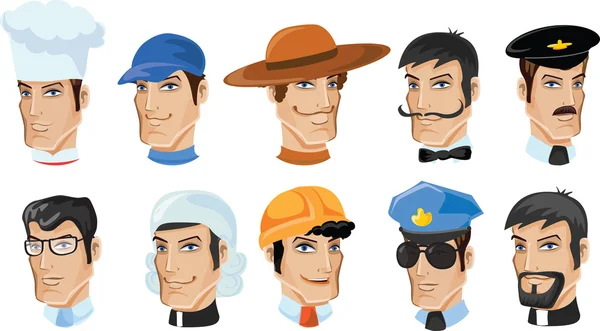Personaggi dei cartoni animati di diverse professioni — Vettoriale Stock
