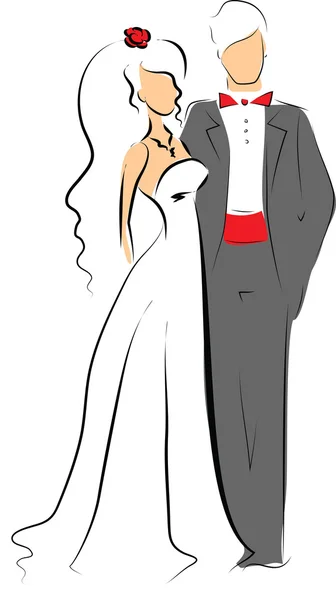 Silhouette of bride and groom — Stock Vector