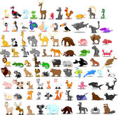 Картина, постер, плакат, фотообои "super set of 91 cute cartoon animals", артикул 35803955