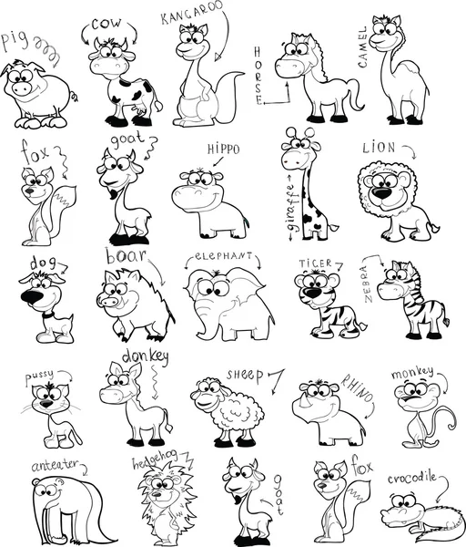 Set of cute cartoon animals — Stock Vector