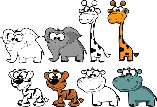 Conjunto de animais de desenhos animados — Vetor de Stock