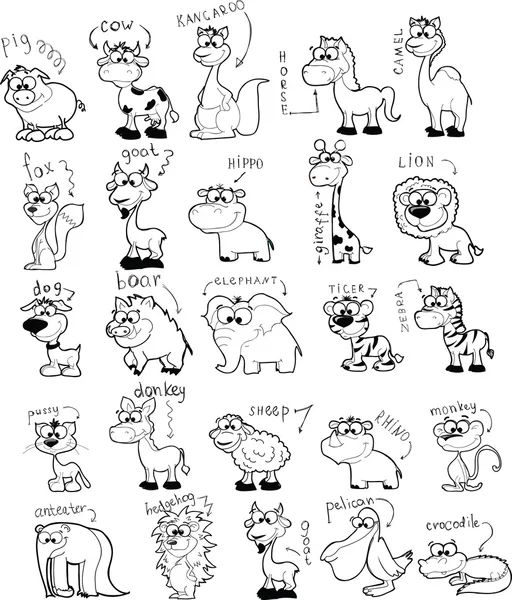 Set of cute cartoon animals — Stock Vector