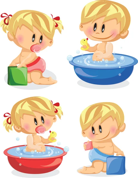 Baby boys and baby girls — Stock Vector