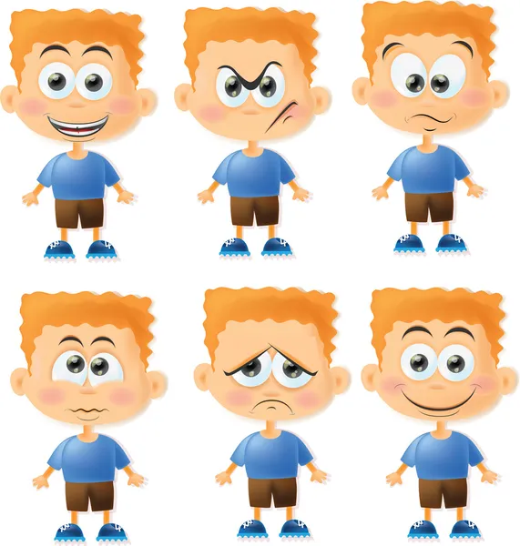 Cute cartoon boys with different emotions — Stock Vector © virinaflora ...