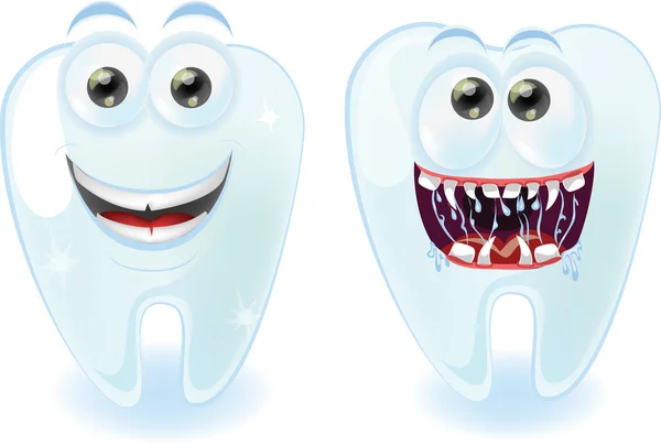 Ząb ładny kreskówka z różnych emocji — Wektor stockowy