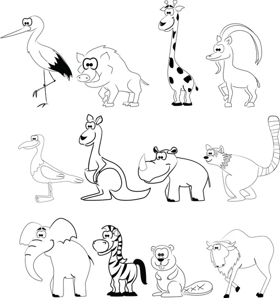 Juego de animales de dibujos animados — Vector de stock