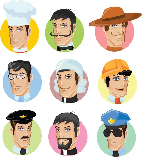 Cartoon characters of different professions — Stock Vector