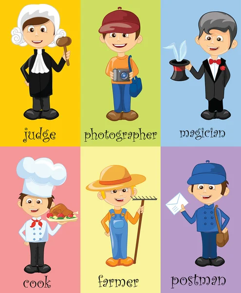 Cartoon characters of different professions — Stock Vector