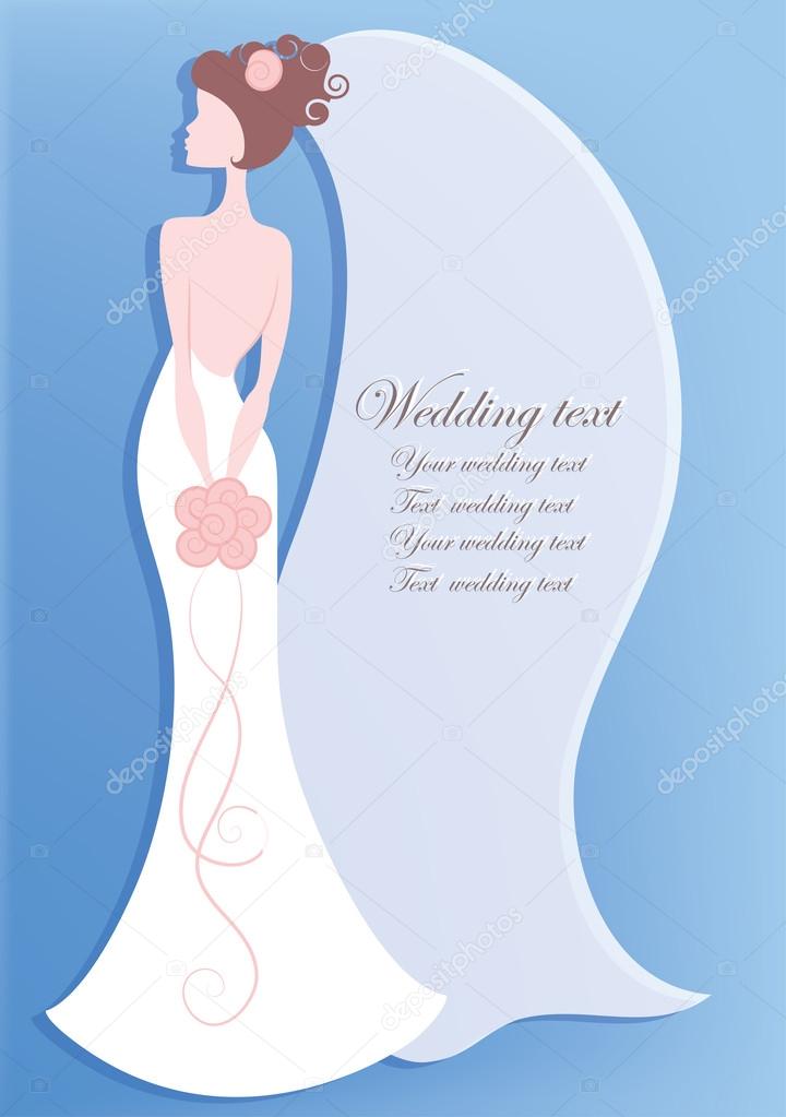 Silhouette of bride, wedding invitation