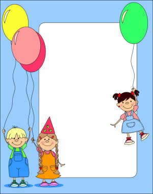 çocuklara balon, tebrik kartı tutun