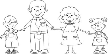 Happy family holding hands vector
