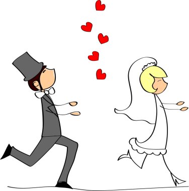 Düğün, gelin ve damat aşık