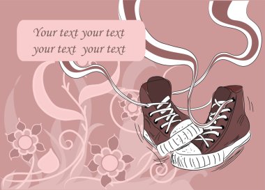 Loral arka plan ile spor ayakkabı