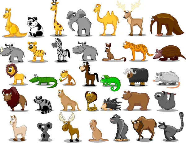 Aslan, kanguru, zürafa, fil, deve, antilop, su aygırı, kaplan, zebra, Gergedan