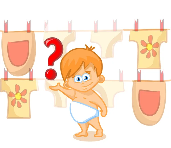 Cute baby with question mark — Stock Vector