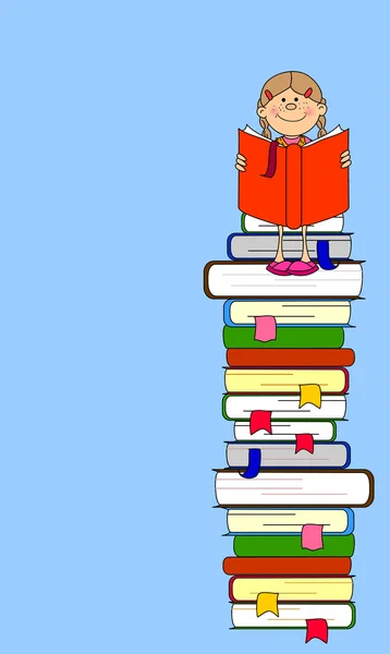 Estudante e livros — Vetor de Stock