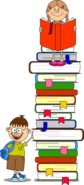 Students and books — Stock Vector