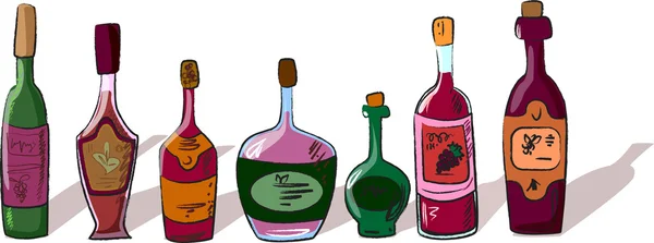 Botellas de vino conjunto — Archivo Imágenes Vectoriales