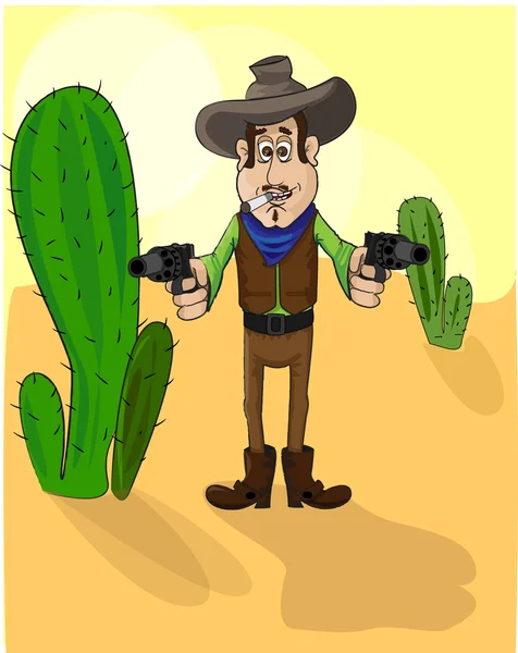 Cowboy avec pistolet — Image vectorielle