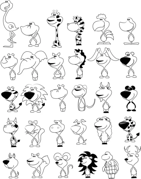 Animales león, canguro, jirafa, elefante, camello, antílope, hipopótamo, tigre, cebra, rinoceronte — Vector de stock