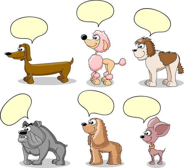 Γελοιογραφία σκύλους διαφορετικών φυλών — Διανυσματικό Αρχείο