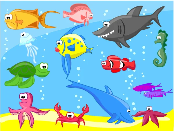 Fishes in the sea — Stock Vector