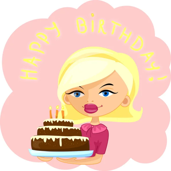 Girl with cake — Stock Vector