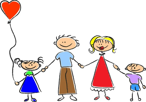 Szczęśliwa rodzina trzyma się za ręce — Wektor stockowy