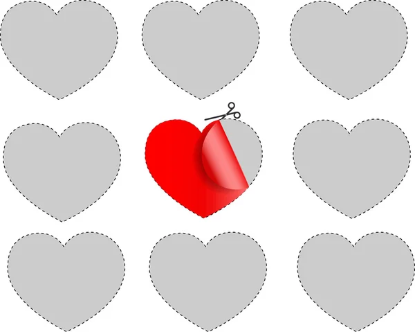 红色的贴纸的心 — 图库矢量图片