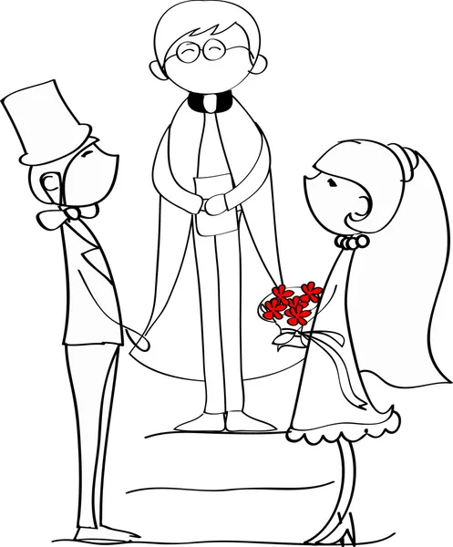 Mariage, mariée et marié — Image vectorielle