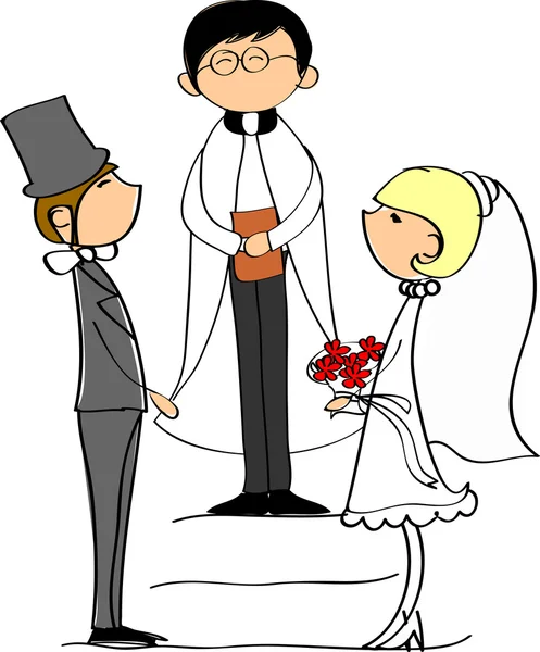 Wedding, bride and groom — Stock Vector