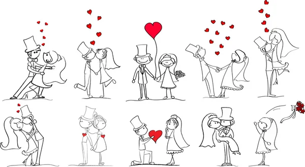 Desenhos animados fotos do casamento —  Vetores de Stock