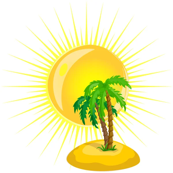 棕榈树和太阳 — 图库矢量图片