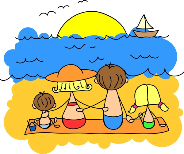 Family from the sea — Stock Vector