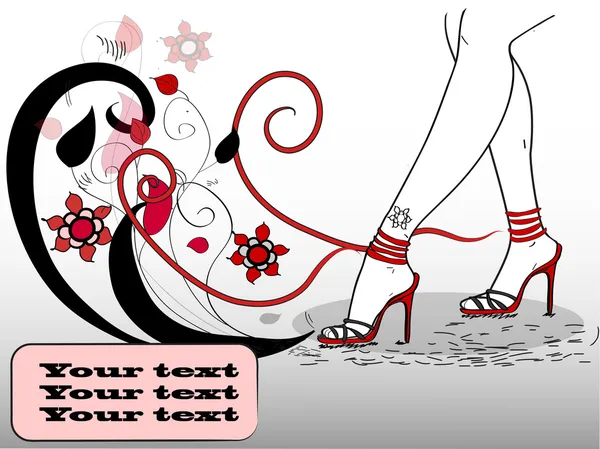 Beaux pieds féminins en sandales à la mode — Image vectorielle