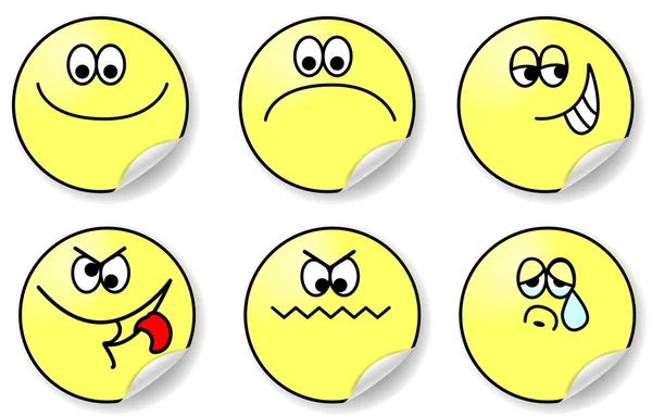 Ensemble de six expressions de l'émotion — Image vectorielle