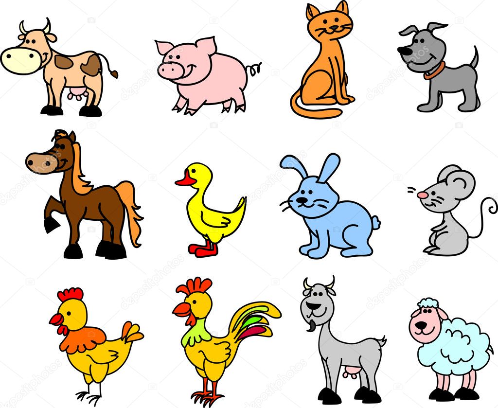 Farm set of icons pets