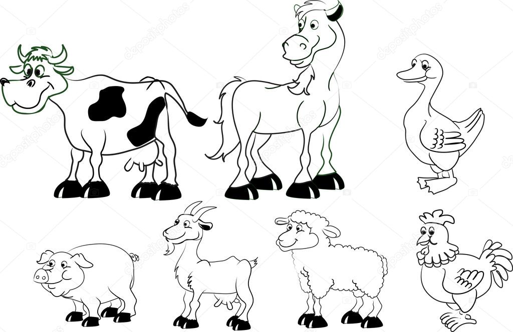 Imágenes: animales de la granja en blanco y negro | animales domésticos