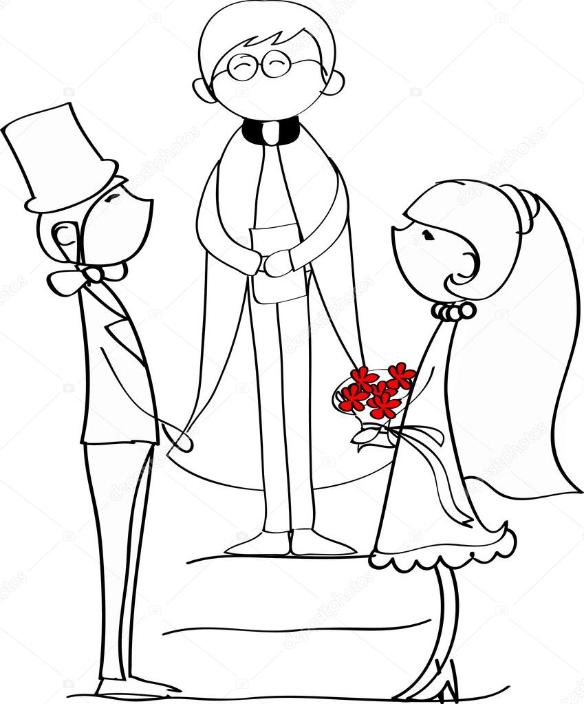 Wedding, bride and groom