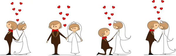 Mariage, mariée et marié — Image vectorielle