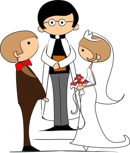 Boda, novia y novio — Vector de stock