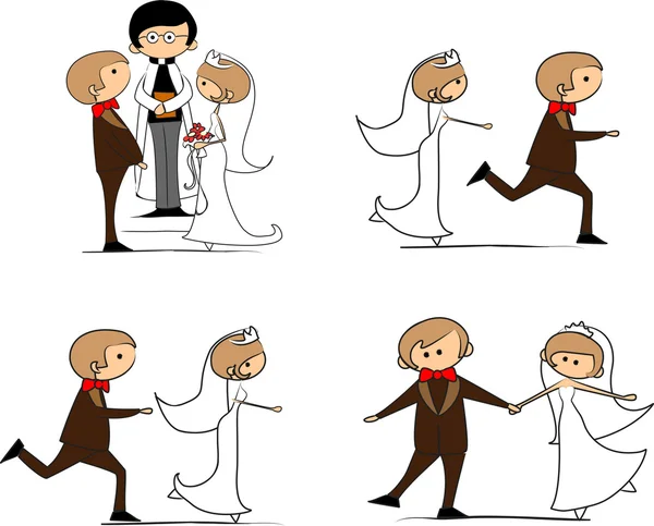 Bröllop, brud och brudgum — Stock vektor
