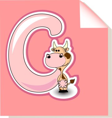 çocuklar için c-Alfabe harf, inek