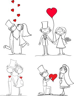 Düğün, gelin ve damat aşık